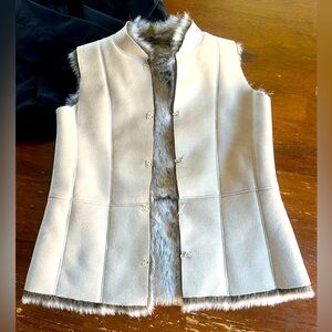 Elegant Cream Faux Fur Lined Vest